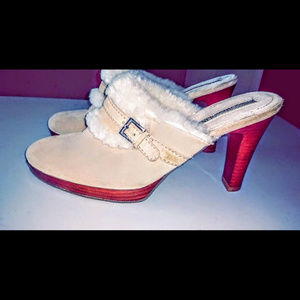 Enzo Angiolini Suede/ Shearling Clogs Womans size7
